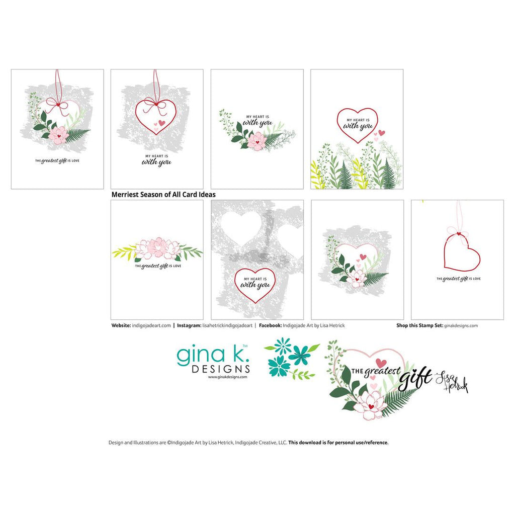 Gina K Designs The Greatest Gift Stamps and Dies Bundle lhdie0483 multiple samples