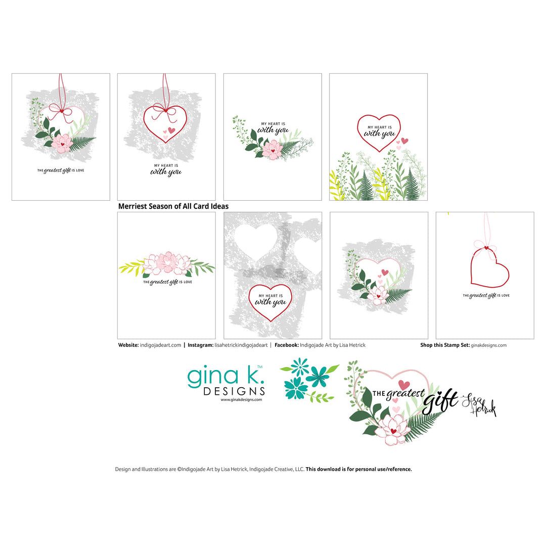 Gina K Designs The Greatest Gift Stamps and Dies Bundle lhdie0483 multiple samples