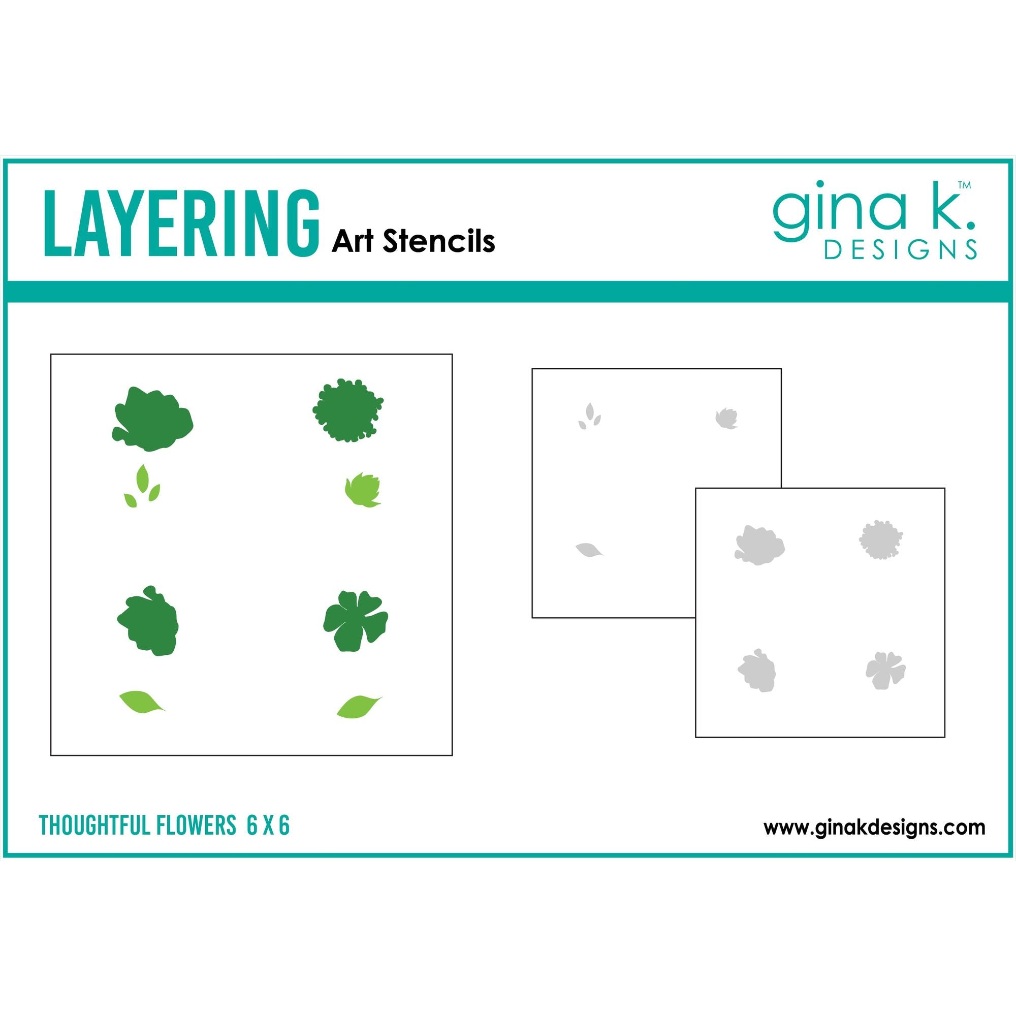 Gina K Designs Thoughtful Flowers Layering Stencils gkdst84