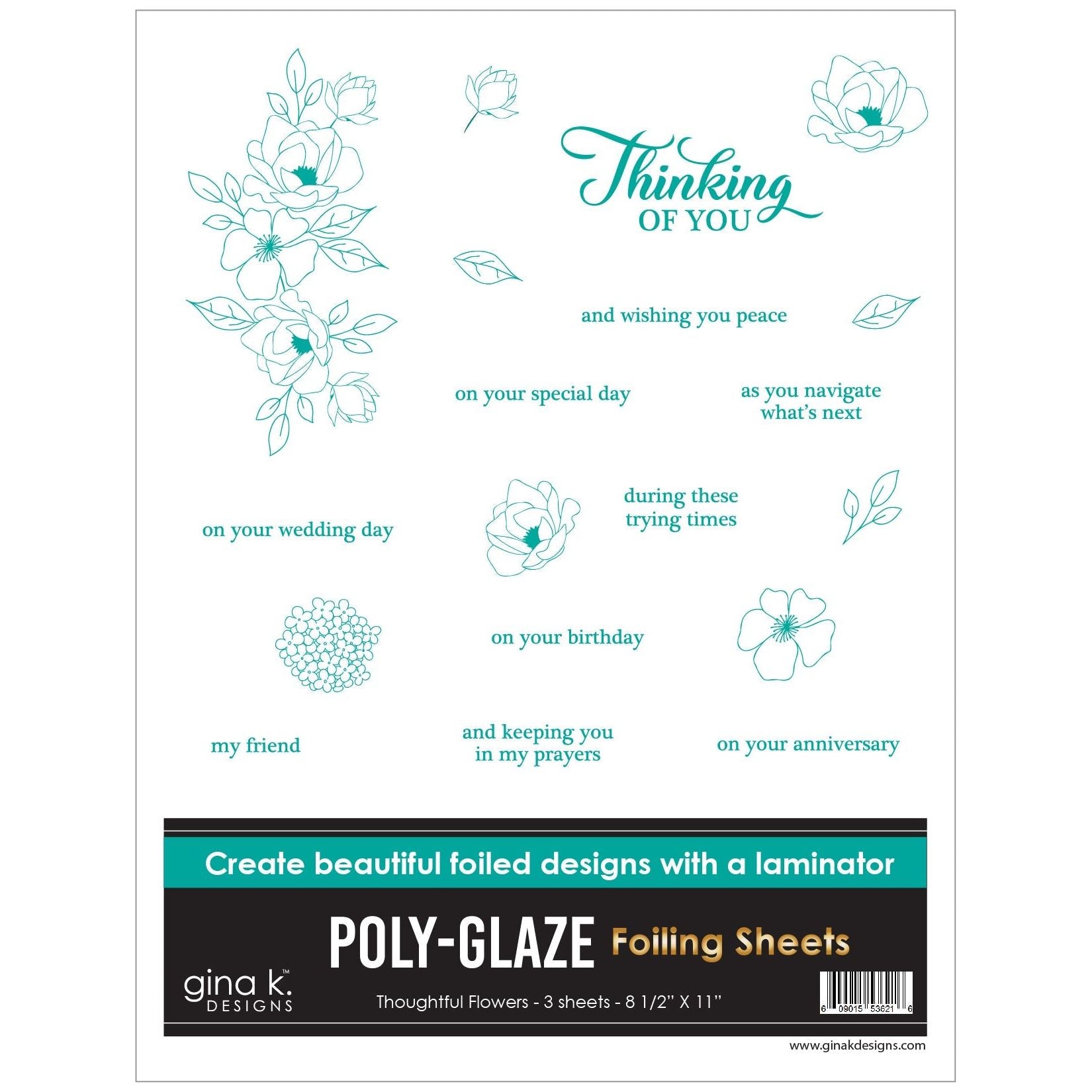 Gina K Designs Thoughtful Flowers Polyglaze Foiling Sheets pgftf