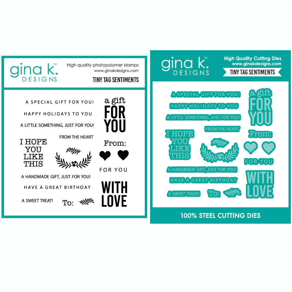 Gina K Designs Tiny Tag Sentiments Stamps and Dies