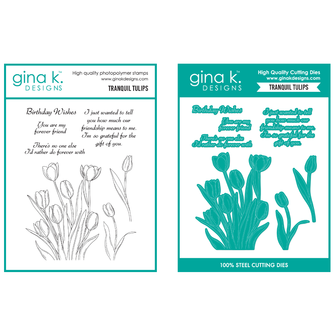 Gina K Designs Tranquil Tulips Stamps and Dies