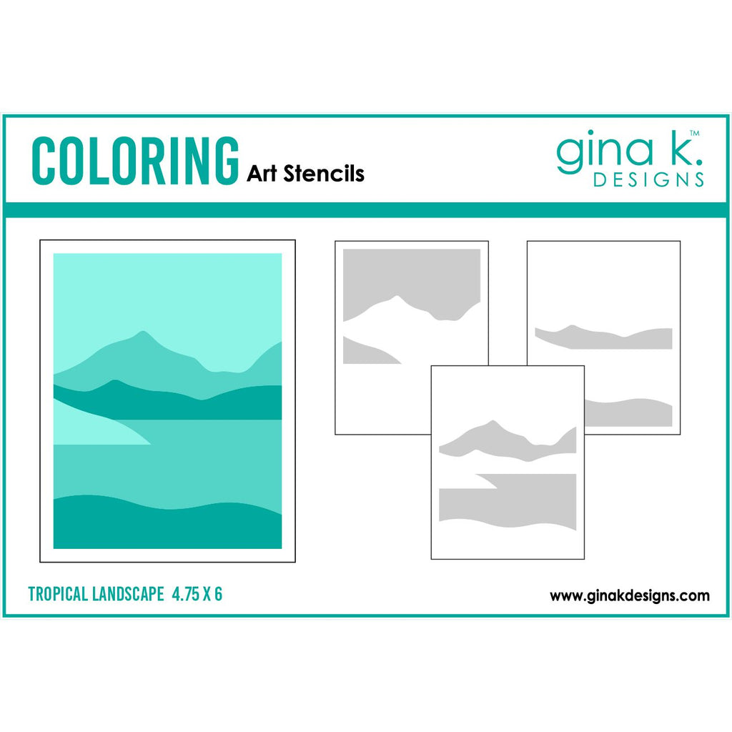 Gina K Designs Tropical Landscape Coloring Stencils gkdst125
