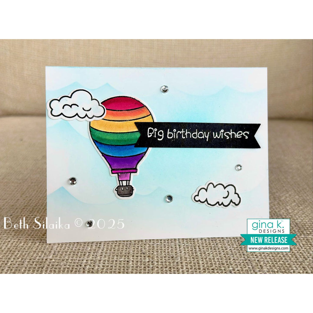Gina K Designs Up, Up, and Away Stamps and Dies Bundle bsdie0519 birthday
