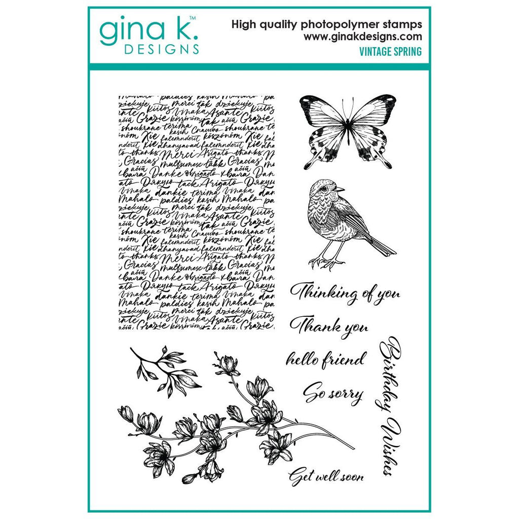 Gina K Designs Vintage Spring Stamps and Dies Bundle gkdie0520 stamps only