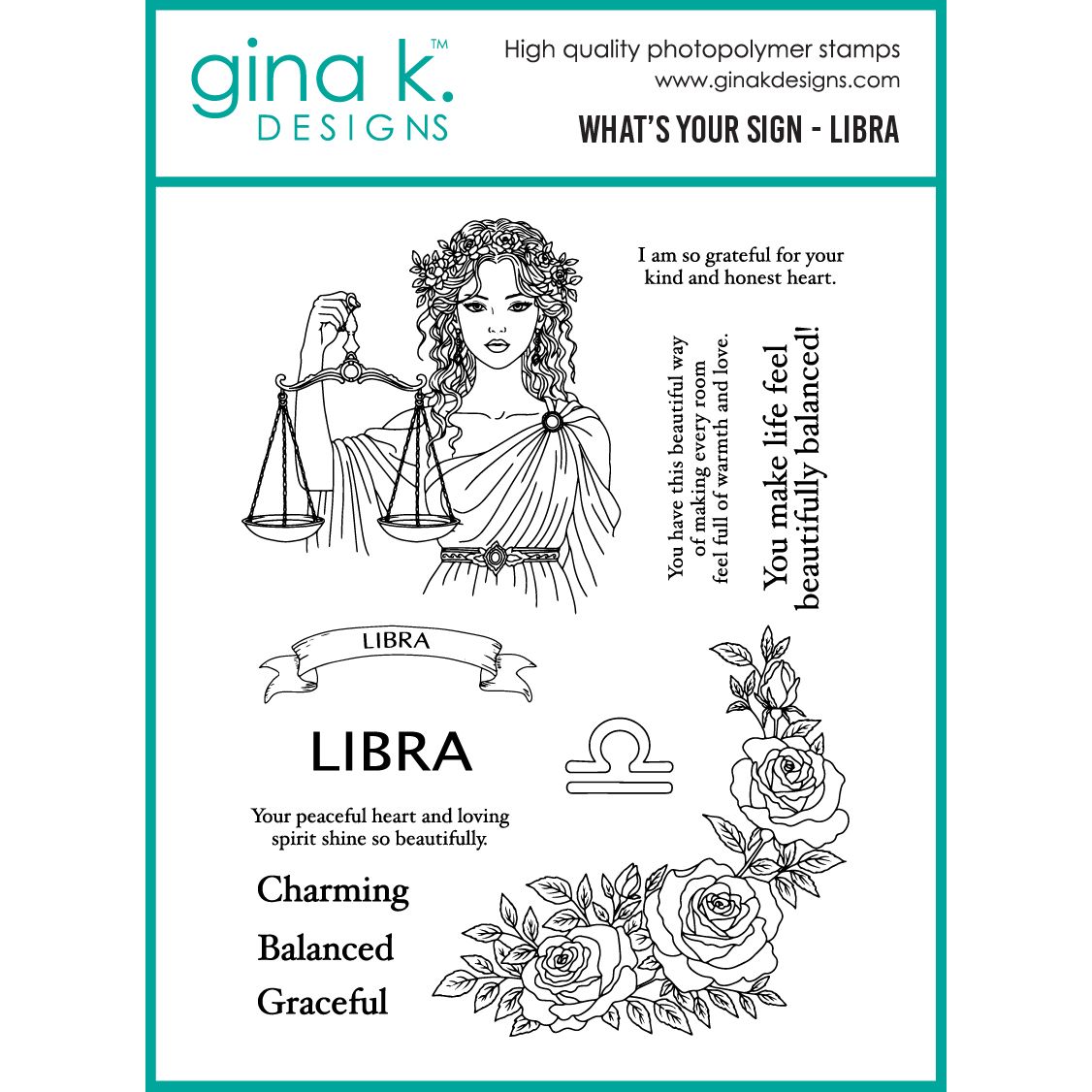 Gina K Designs What's Your Sign Libra Stamps as61
