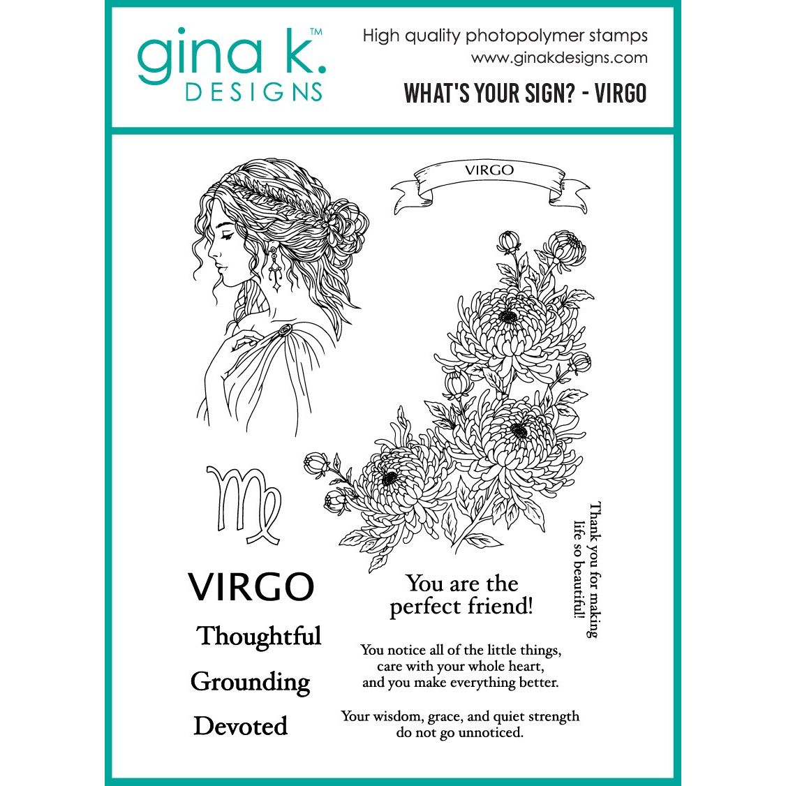 Gina K Designs What's Your Sign Virgo Stamps as59