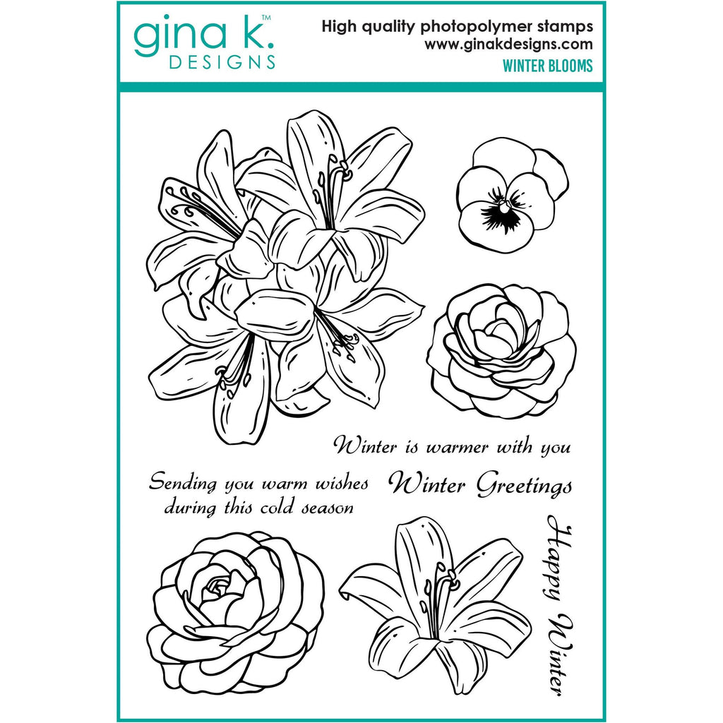Gina K Designs Winter Blooms Stamps and Dies Bundle hsdie0466 STAMPS ONLY