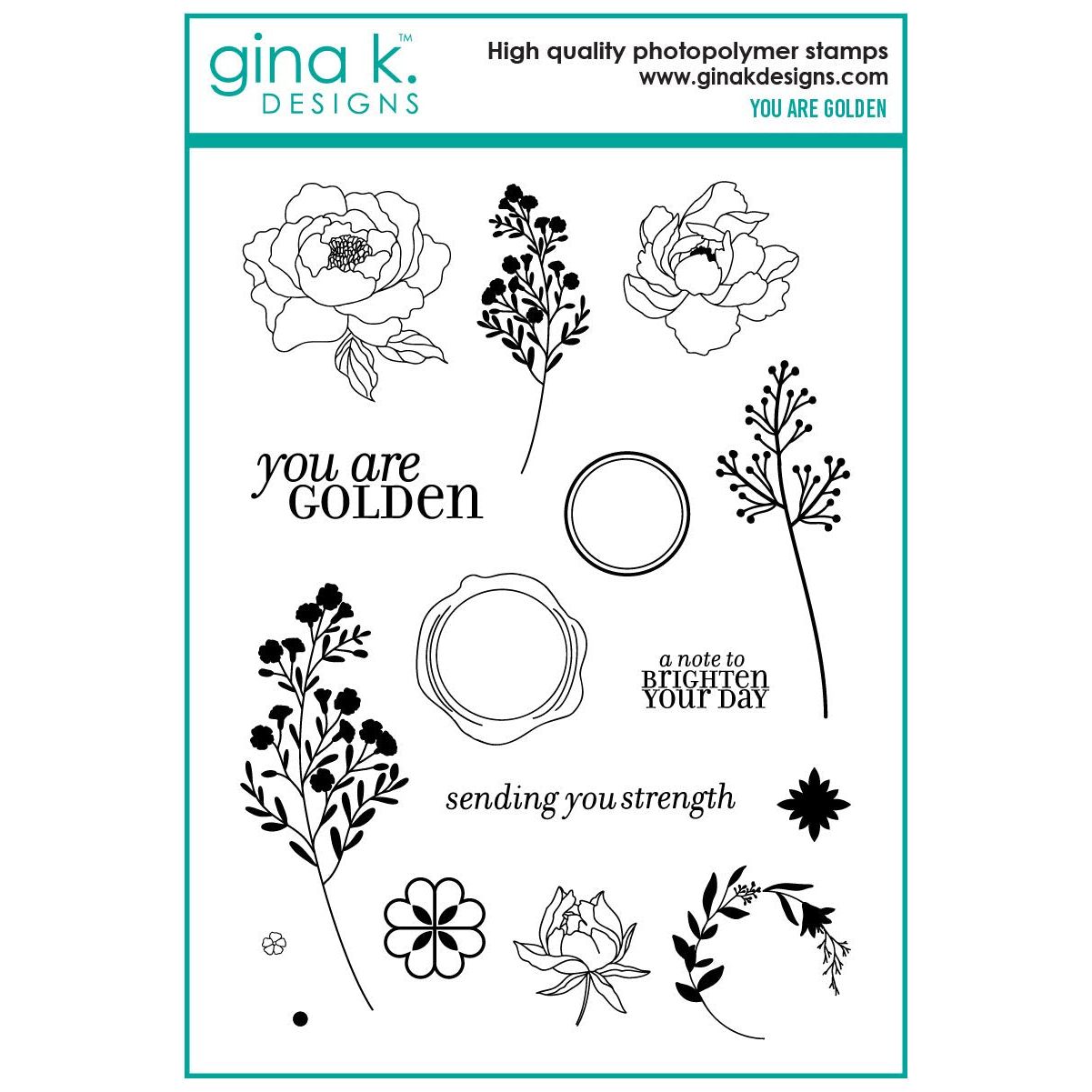 Gina K Designs You Are Golden Stamps and Dies Bundle lhdie0521 stamps only