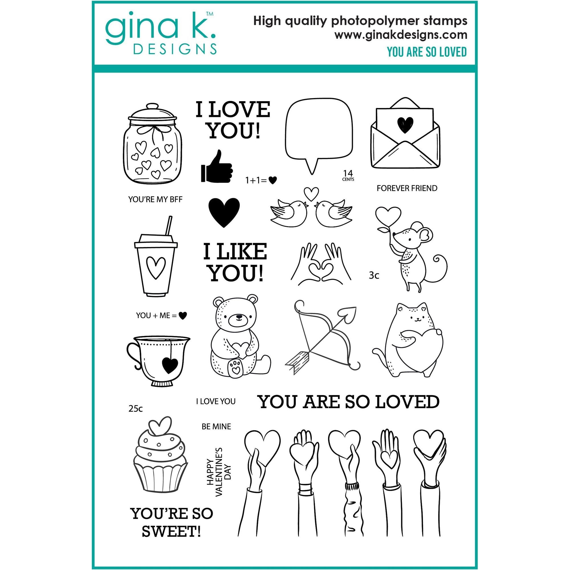Gina K Designs You Are So Loved Stamps gkd263