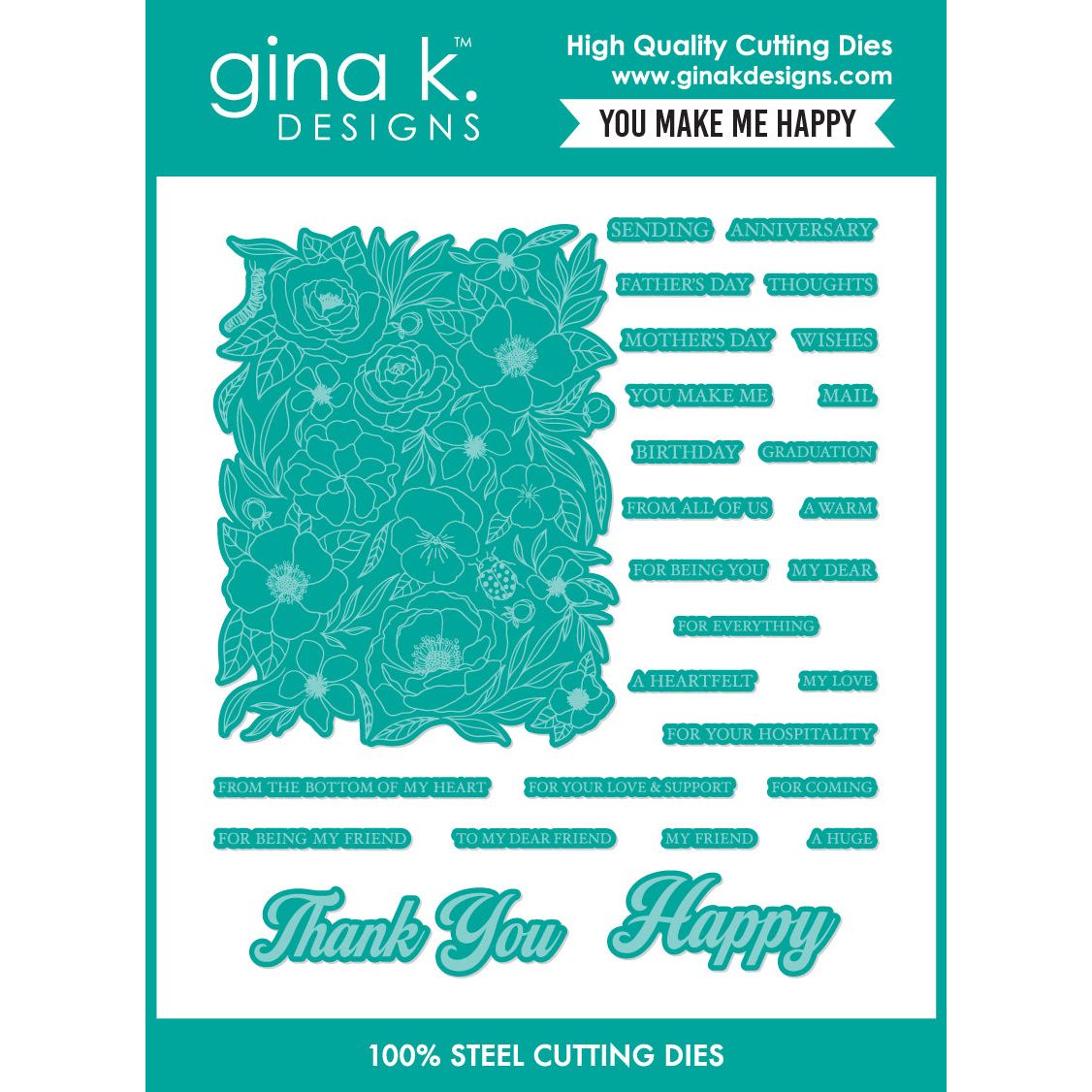 Gina K Designs You Make Me Happy Coordinating Dies die0554