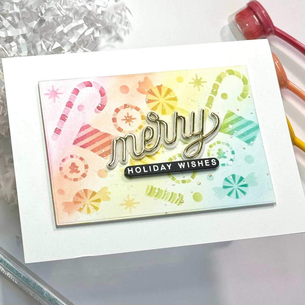 Simon Says Stamp Stencils Holiday Candies 1031st Christmas Card