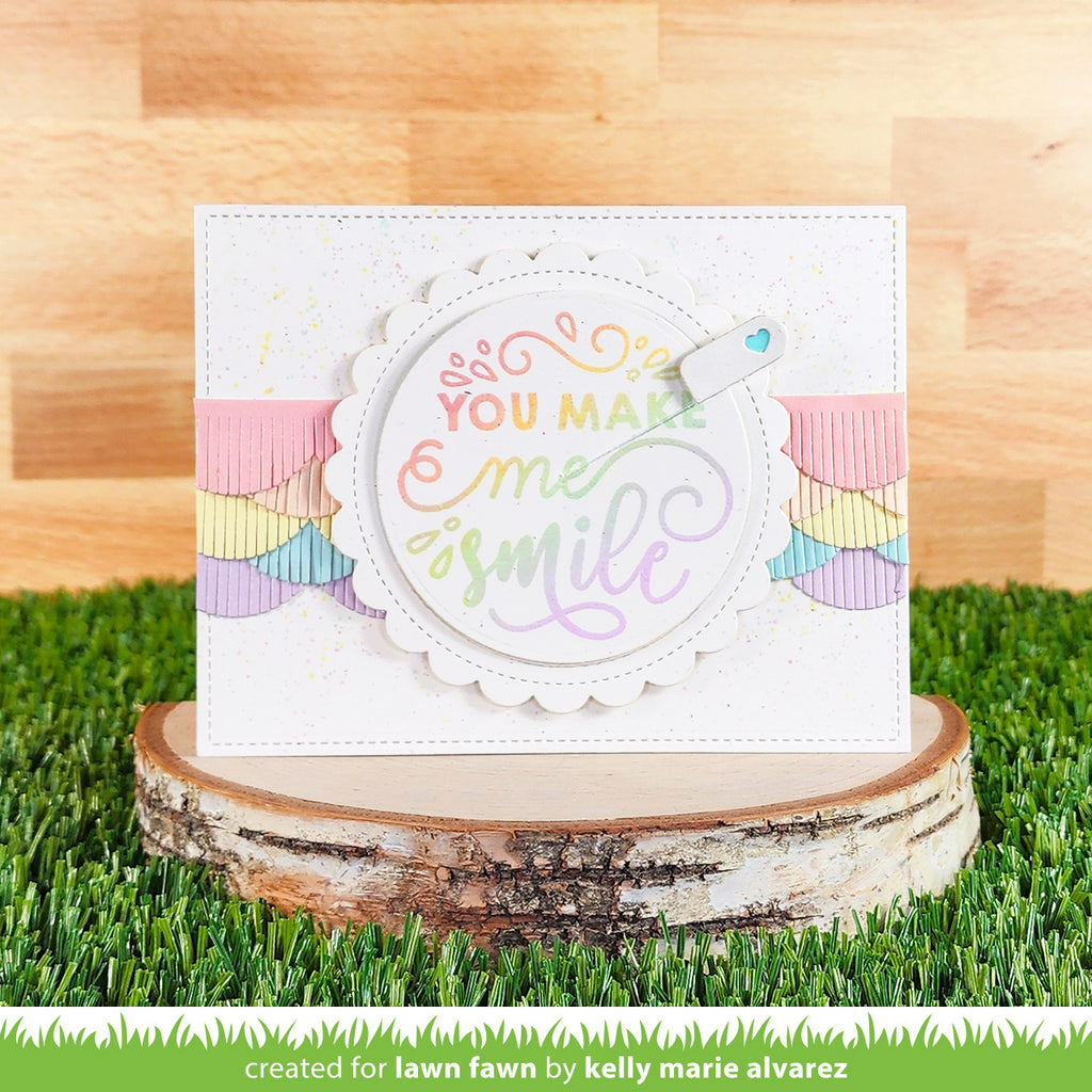 Lawn Fawn Give It A Whirl Messages: Friends Clear Stamps lf3421 Make Me Smile