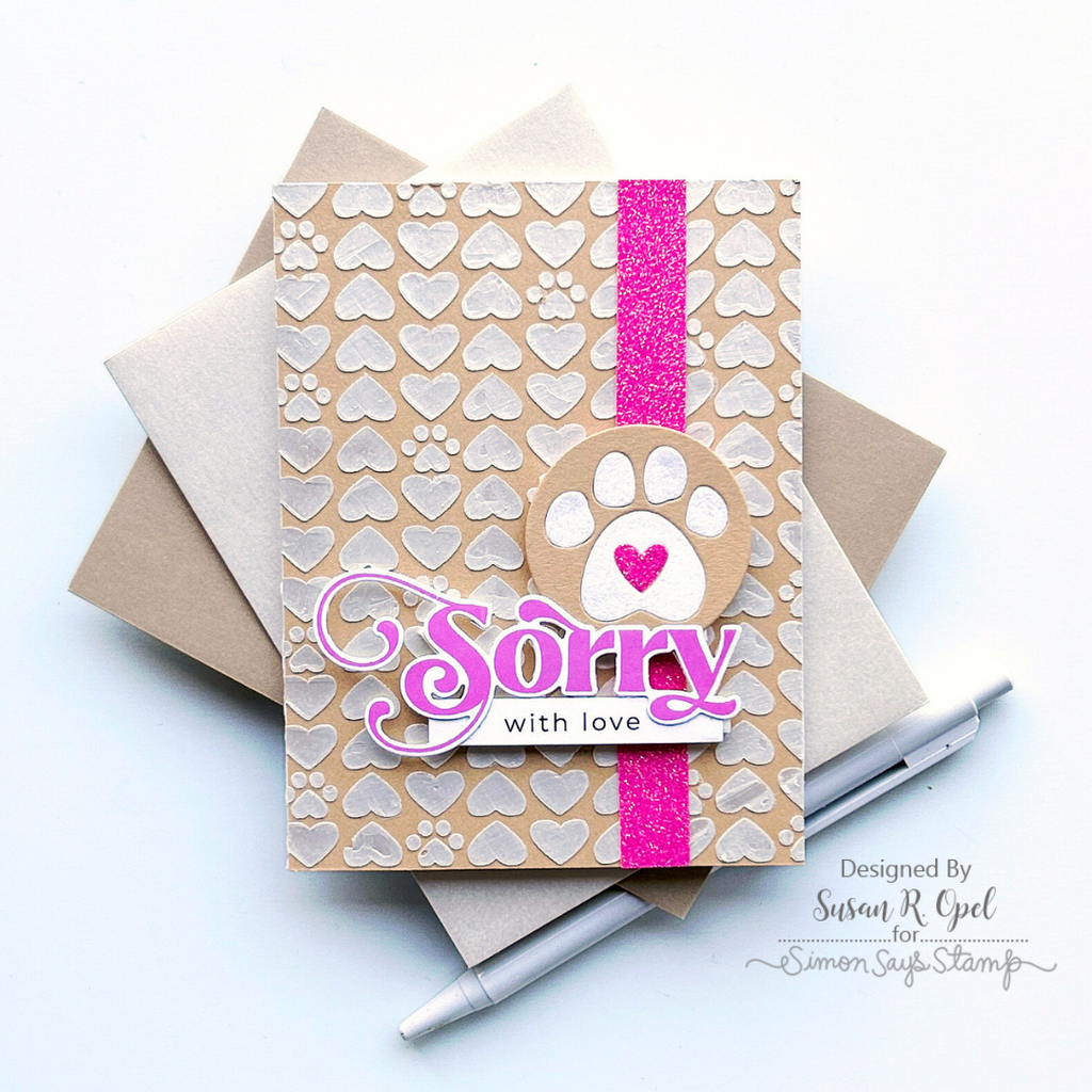 Simon Says Stamp Glitter Cardstock Be Mine 6x6 sss328 Smitten Pet Sympathy Card