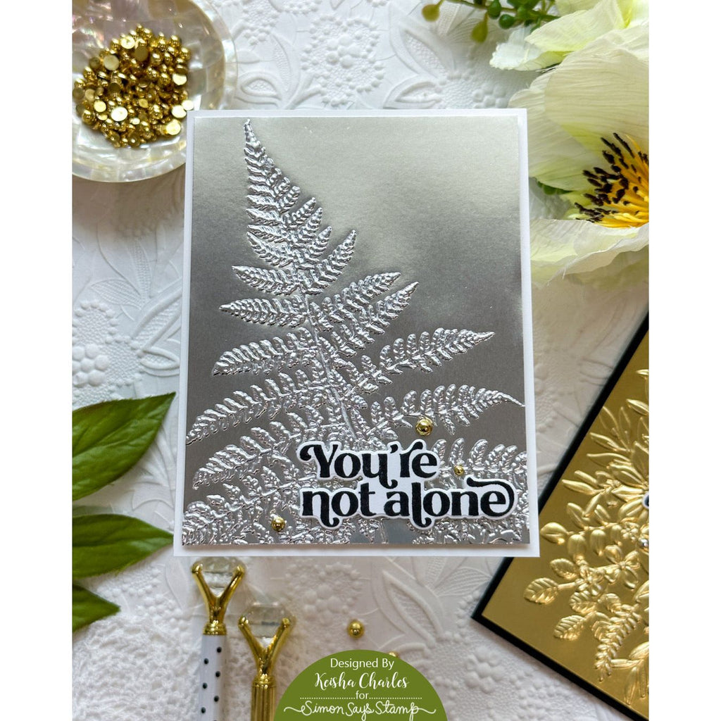 Simon Says Stamp Embossing Folder Golden Fern sf314 Just A Note Encouragement Card | color-code:ALT03