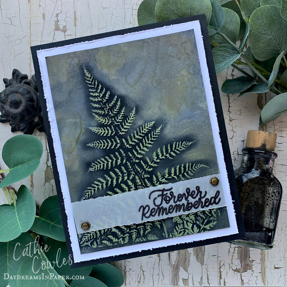 Simon Says Stamp Embossing Folder Golden Fern sf314 Just A Note Sympathy Card