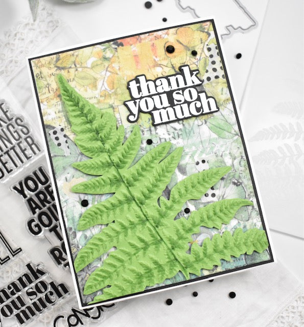 Simon Says Stamp Embossing Folder Golden Fern sf314 Just A Note Thank You Card