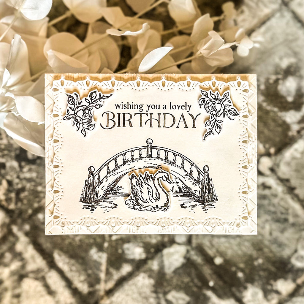 Simon Says Clear Stamps Graceful Swans 2284ssc Sugar and Spice Birthday Card