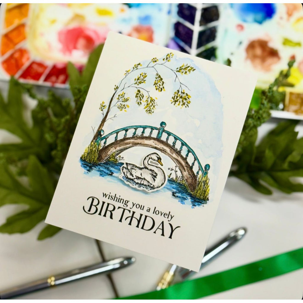 Simon Says Clear Stamps Graceful Swans 2284ssc Sugar and Spice Birthday Card