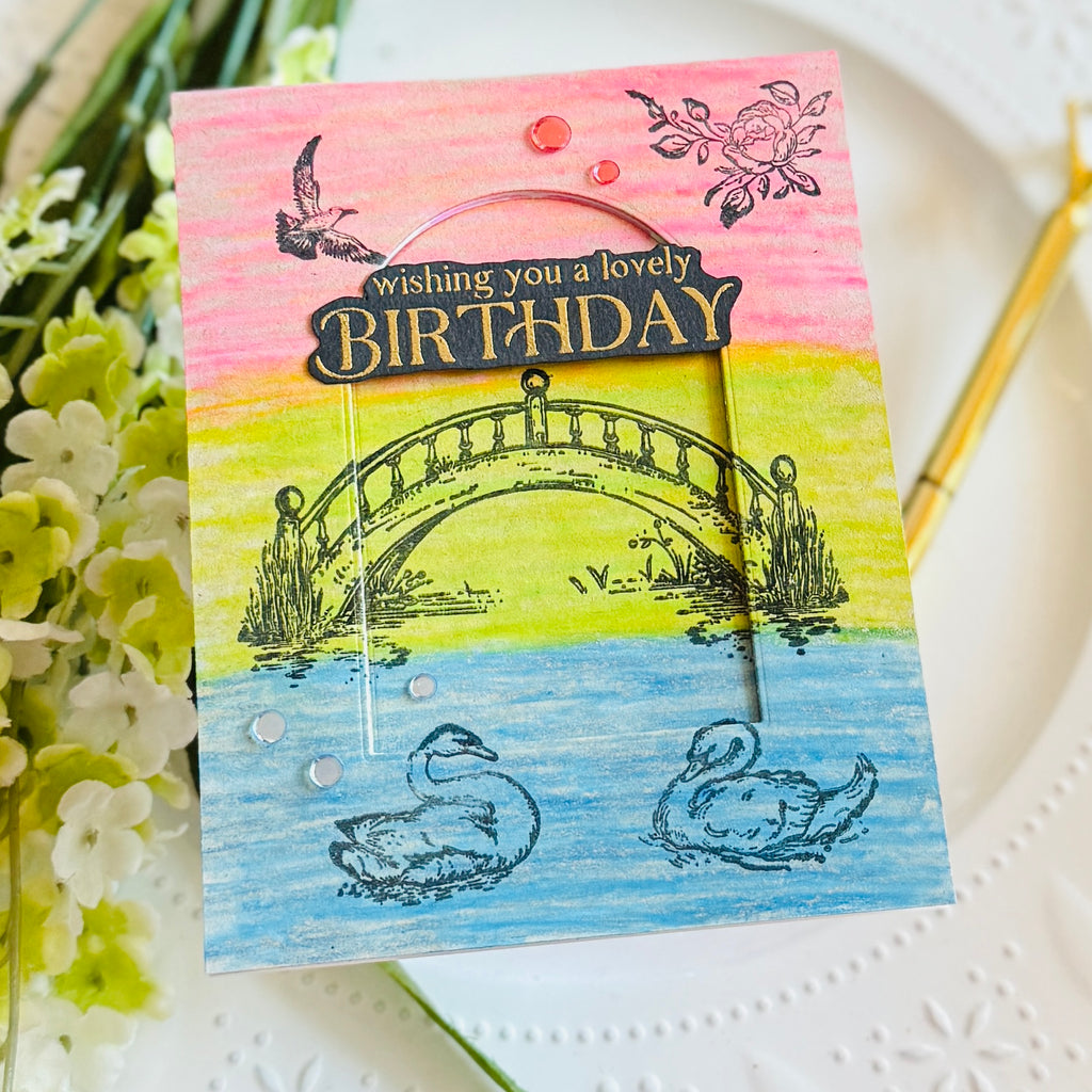 Simon Says Stamps and Dies Graceful Swans set1068gs Sugar and Spice Birthday Card