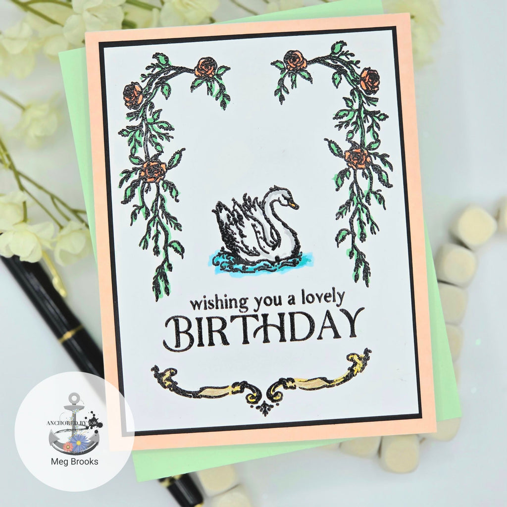 Simon Says Stamps and Dies Graceful Swans set1068gs Sugar and Spice Birthday Card
