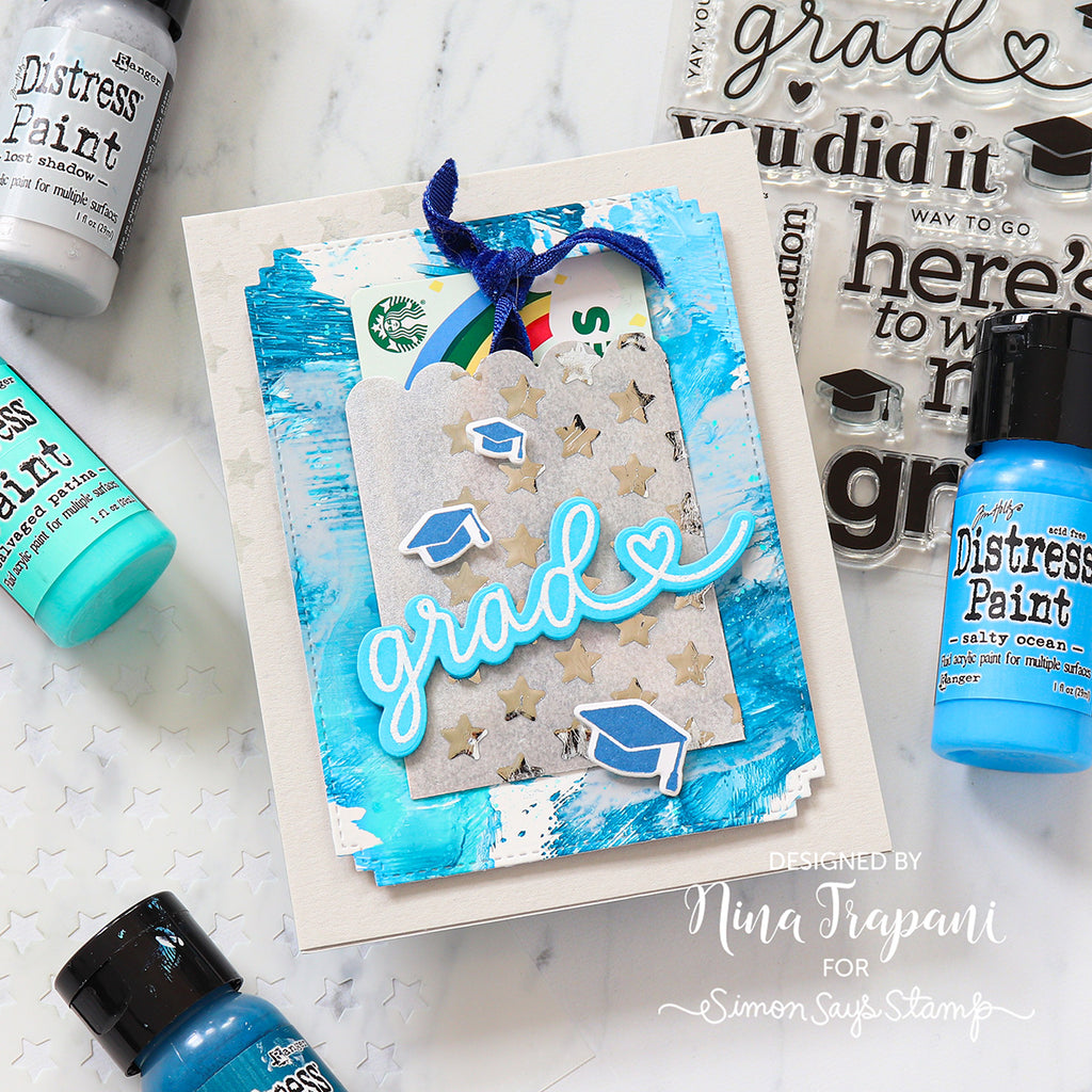 CZ Design Stamps and Dies Grad Basics set992gb Moments in Time Graduation Gift Card Holder