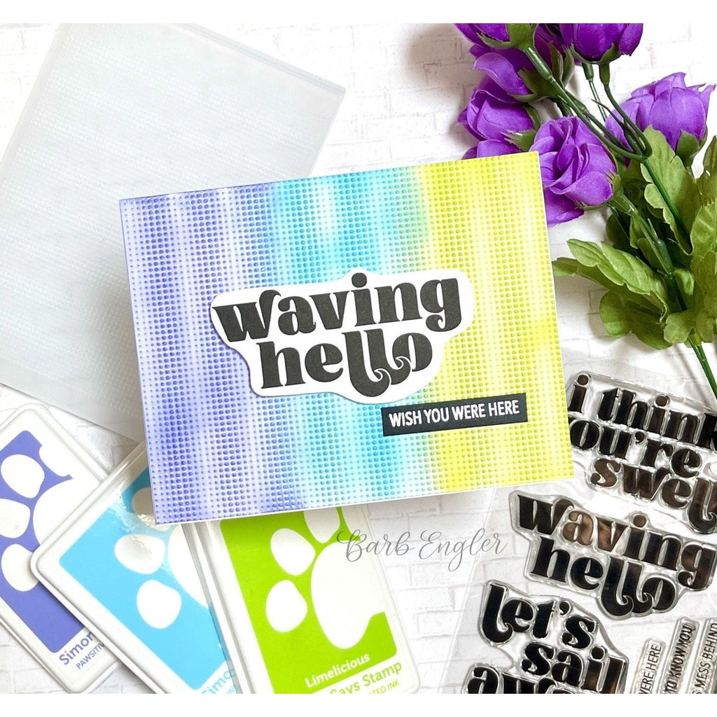 Simon Says Stamp Embossing Folder Gradient Dot sf320 Just A Note Hello Card | color-code:ALT03