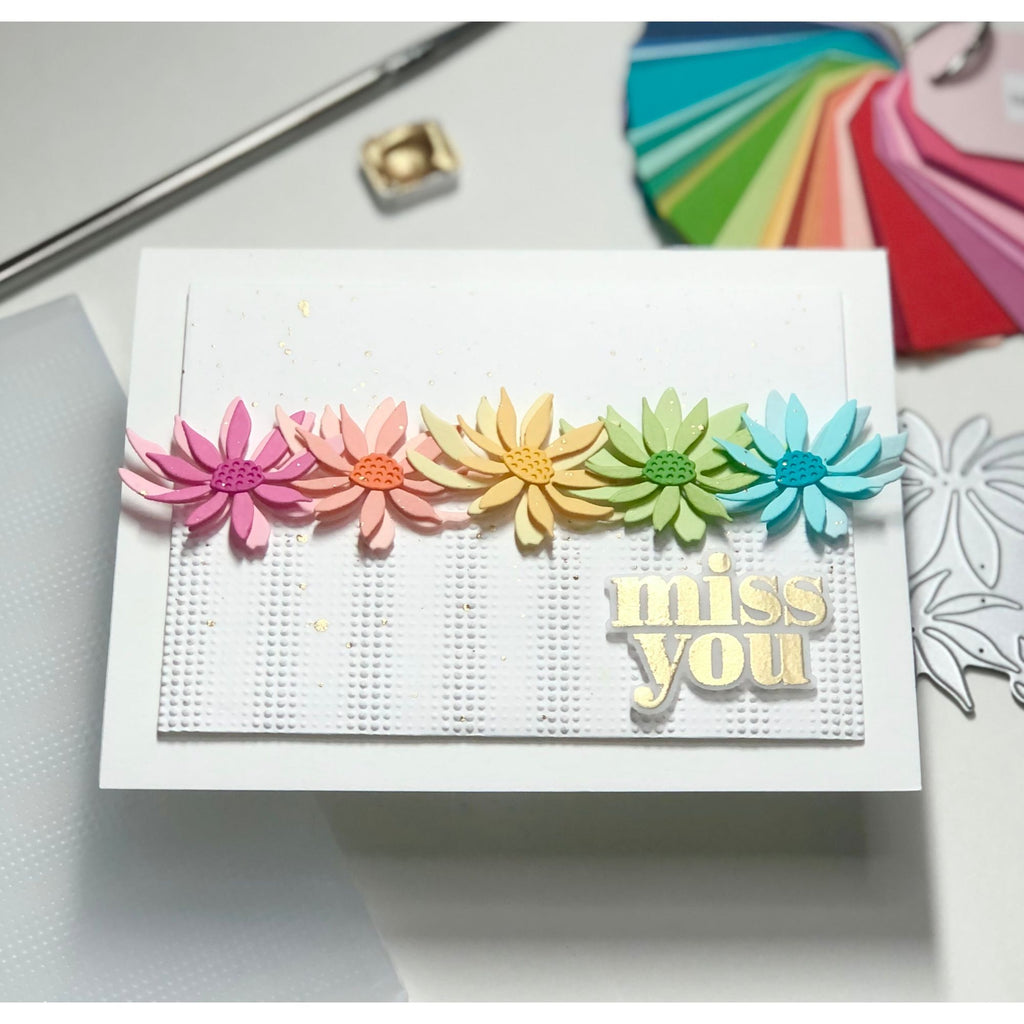 Simon Says Stamp Embossing Folder Gradient Dot sf320 Just A Note Miss You Card