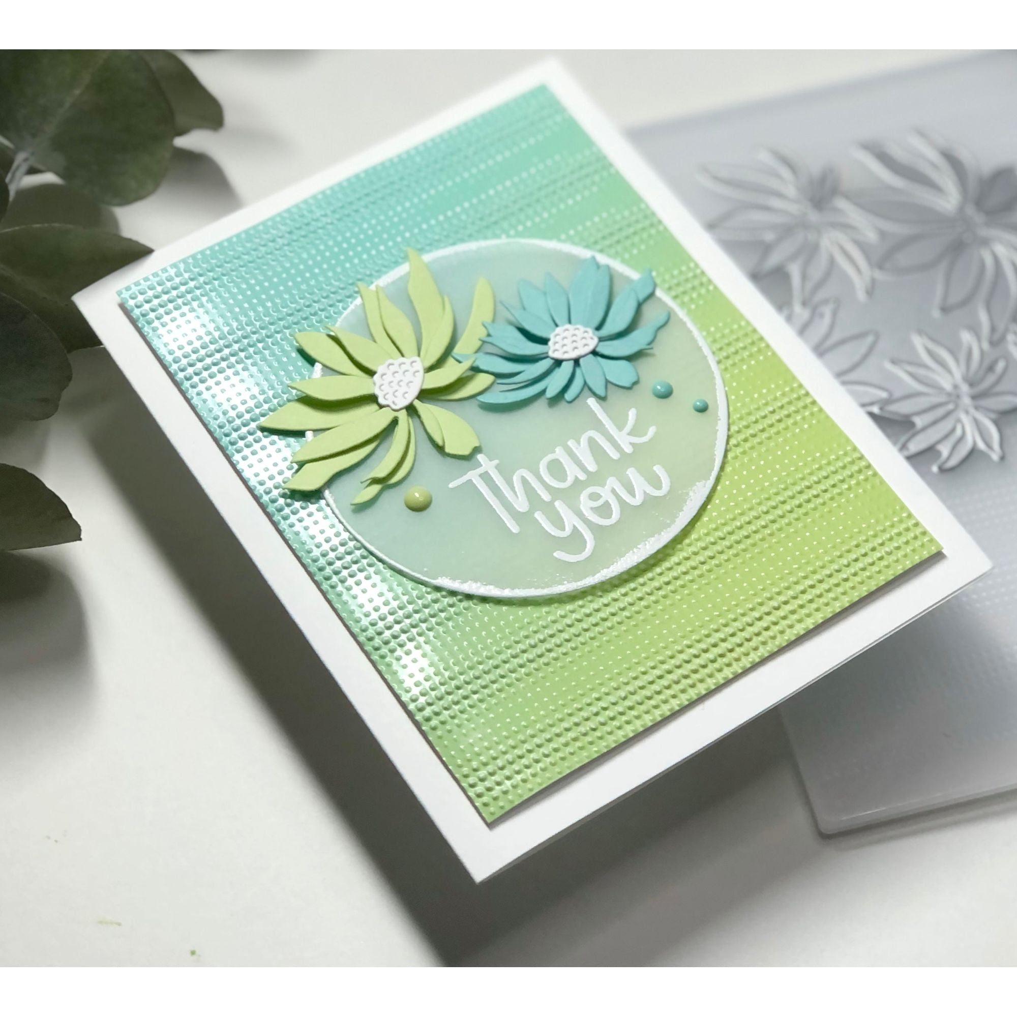 Simon Says Stamp Embossing Folder Gradient Dot sf320 Just A Note Thank You Card