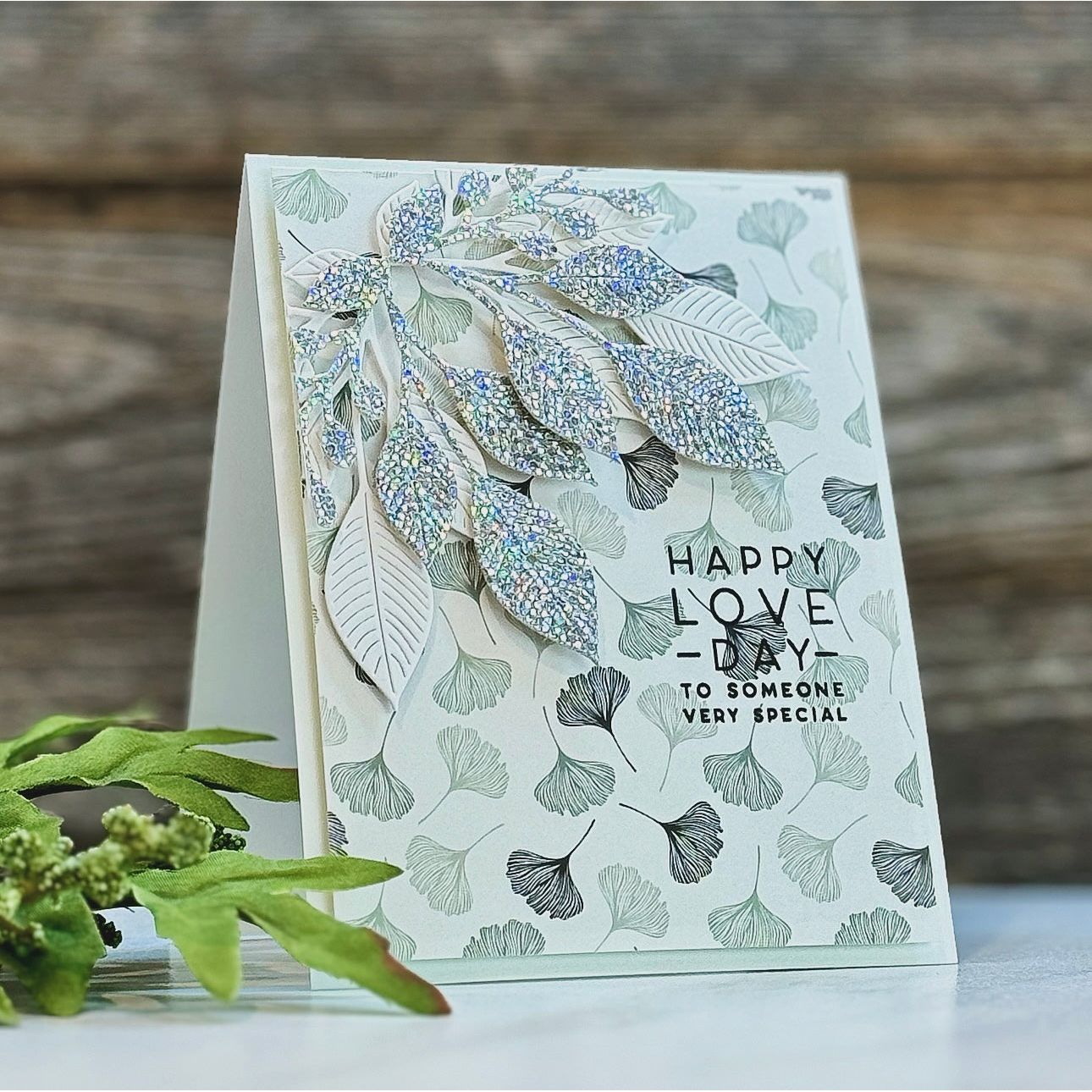 Simon Says Stamp Grand Corner Leaves Wafer Dies s896 Smitten Valentine Card