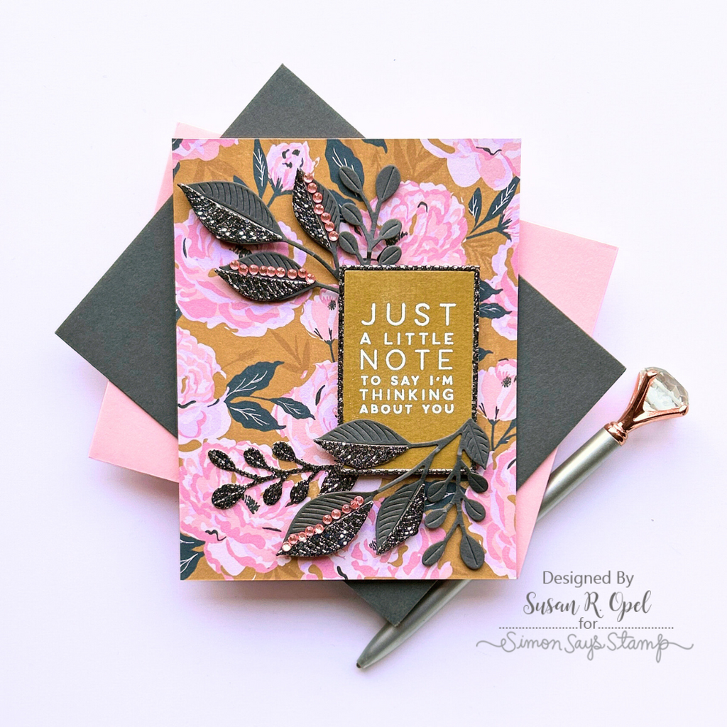 Simon Says Stamp Grand Corner Leaves Wafer Dies s896 Smitten Thinking of You Card