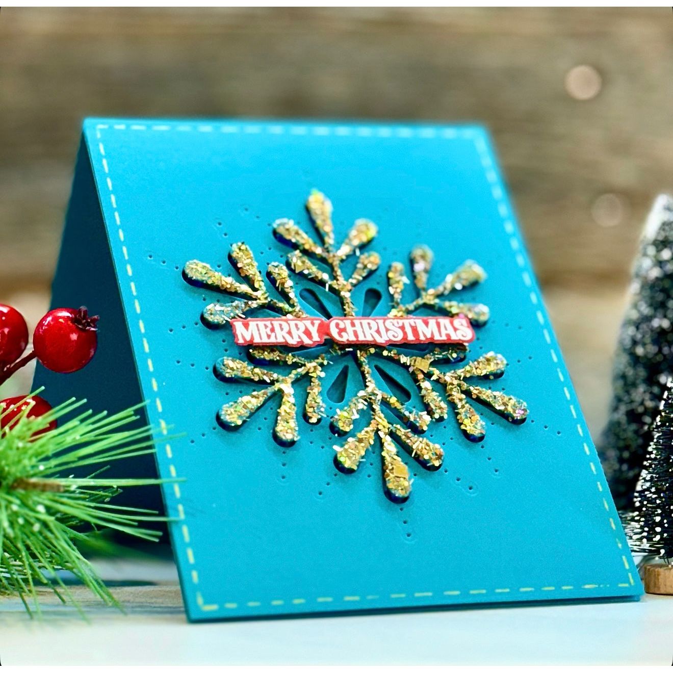 Simon Says Stamp Grand Pixie Snowflake Wafer Die s962 DieCember Christmas Card