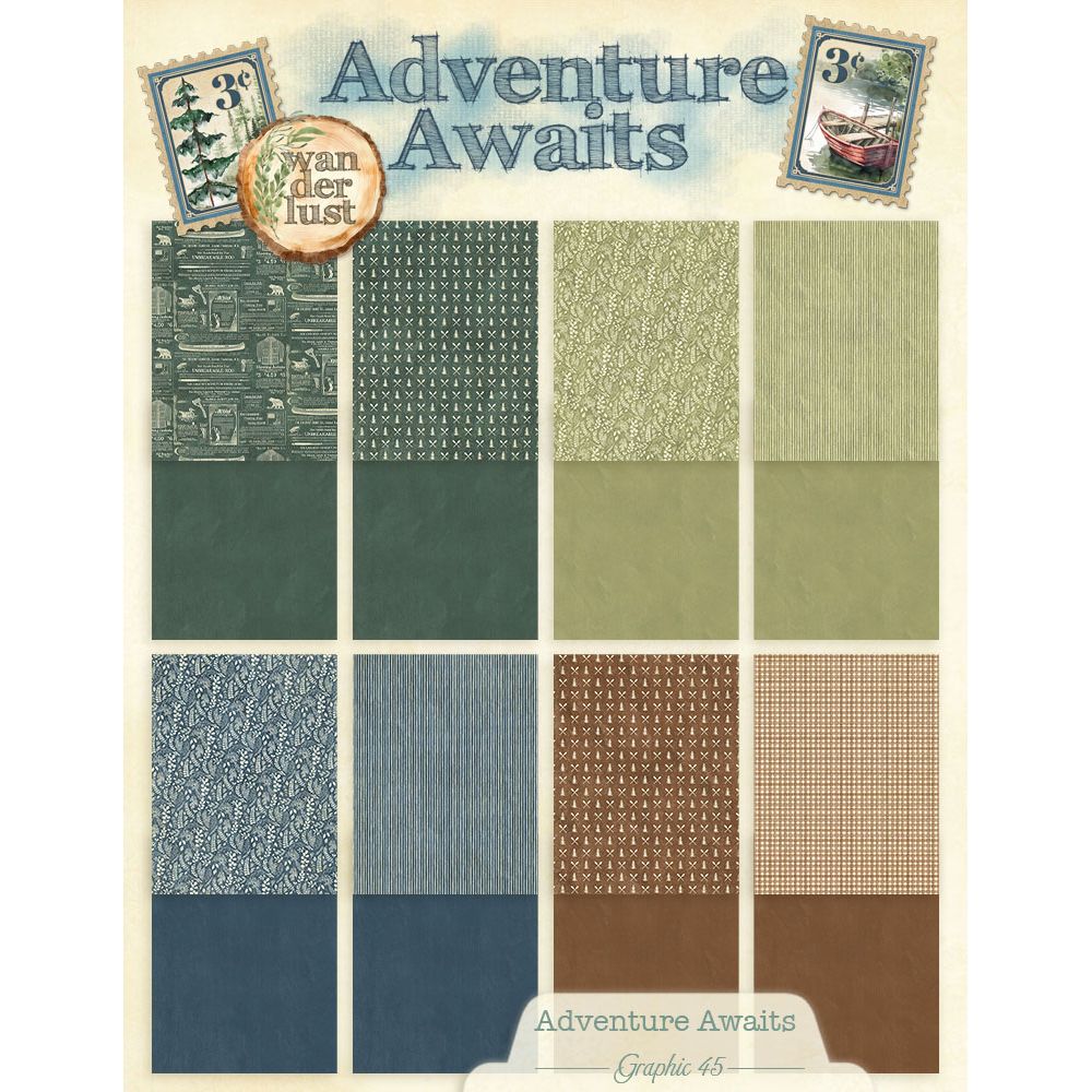 Graphic 45 Adventure Awaits 8.5 x 11 Patterns and Solids Paper Pad 4503250 product