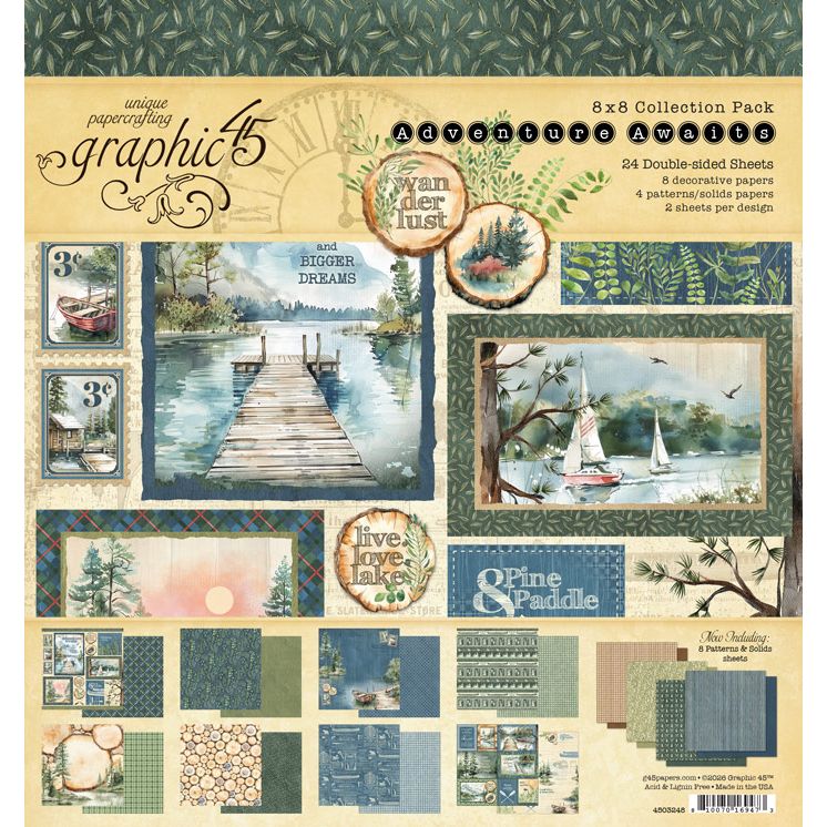 Graphic 45 Adventure Awaits 8 x 8 Paper Pad 4503248 