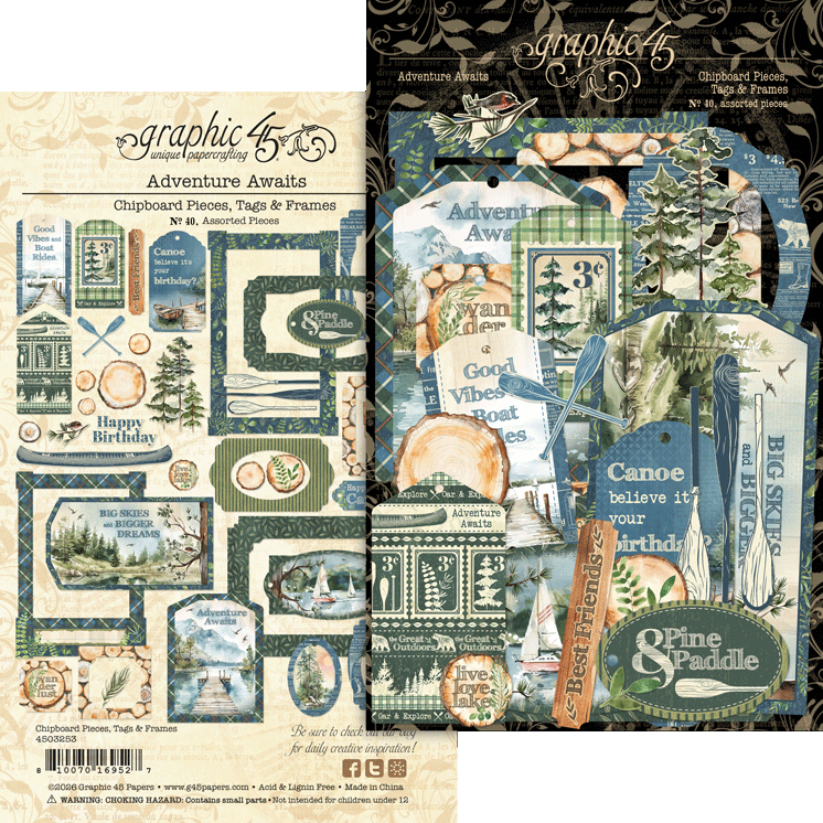 Graphic 45 Adventure Awaits Tags and Frames Die Cut Assortment 4503253 product