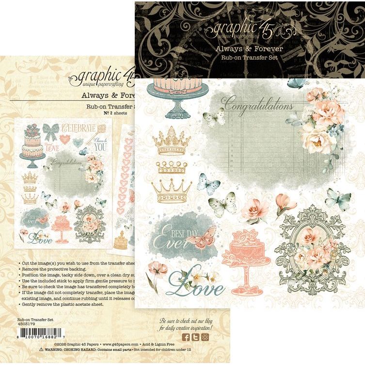 Graphic 45 Always & Forever Rub-On Transfers 4503179