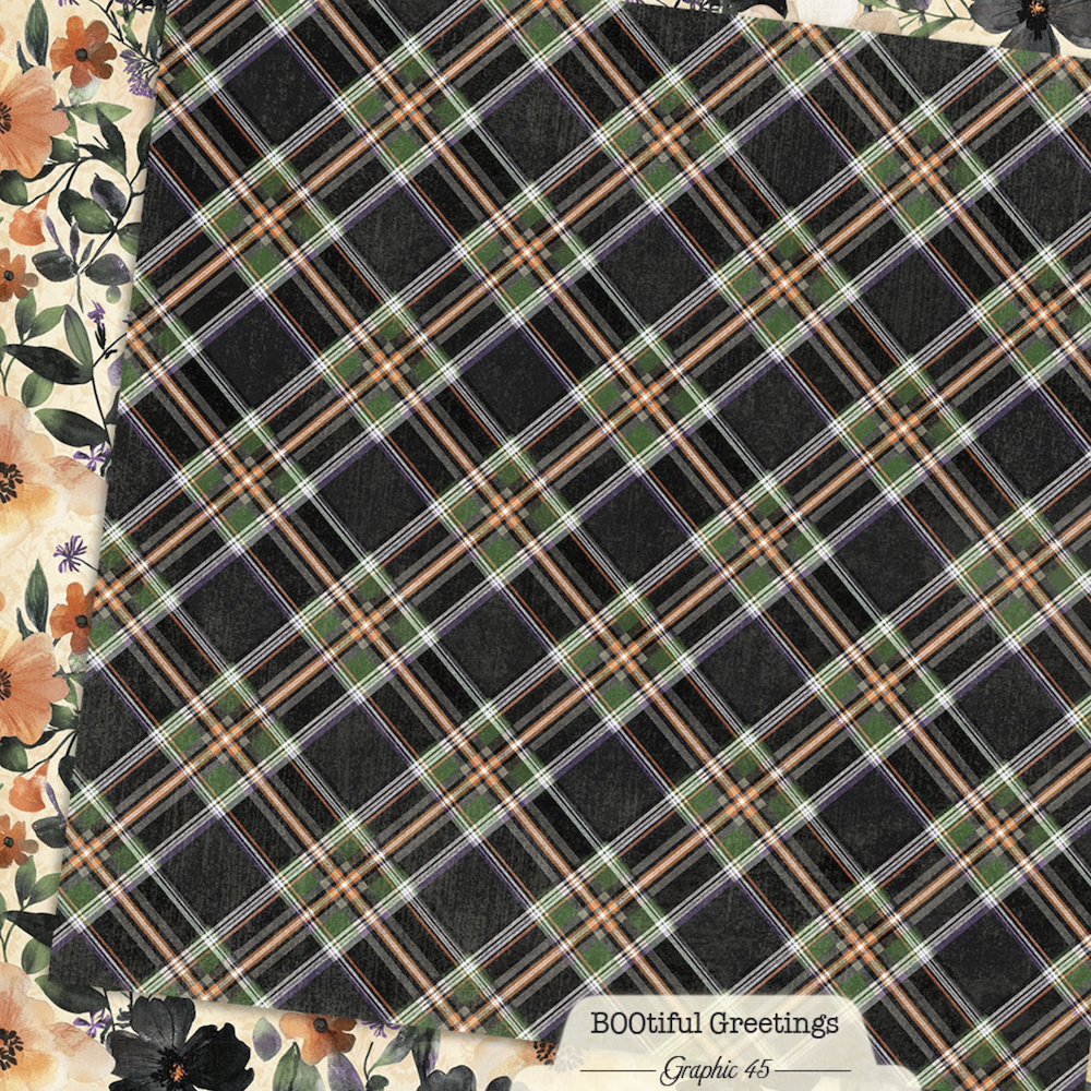 Graphic 45 BOOtiful Greetings 12 x 12 Paper Pad 4503308 plaid 
