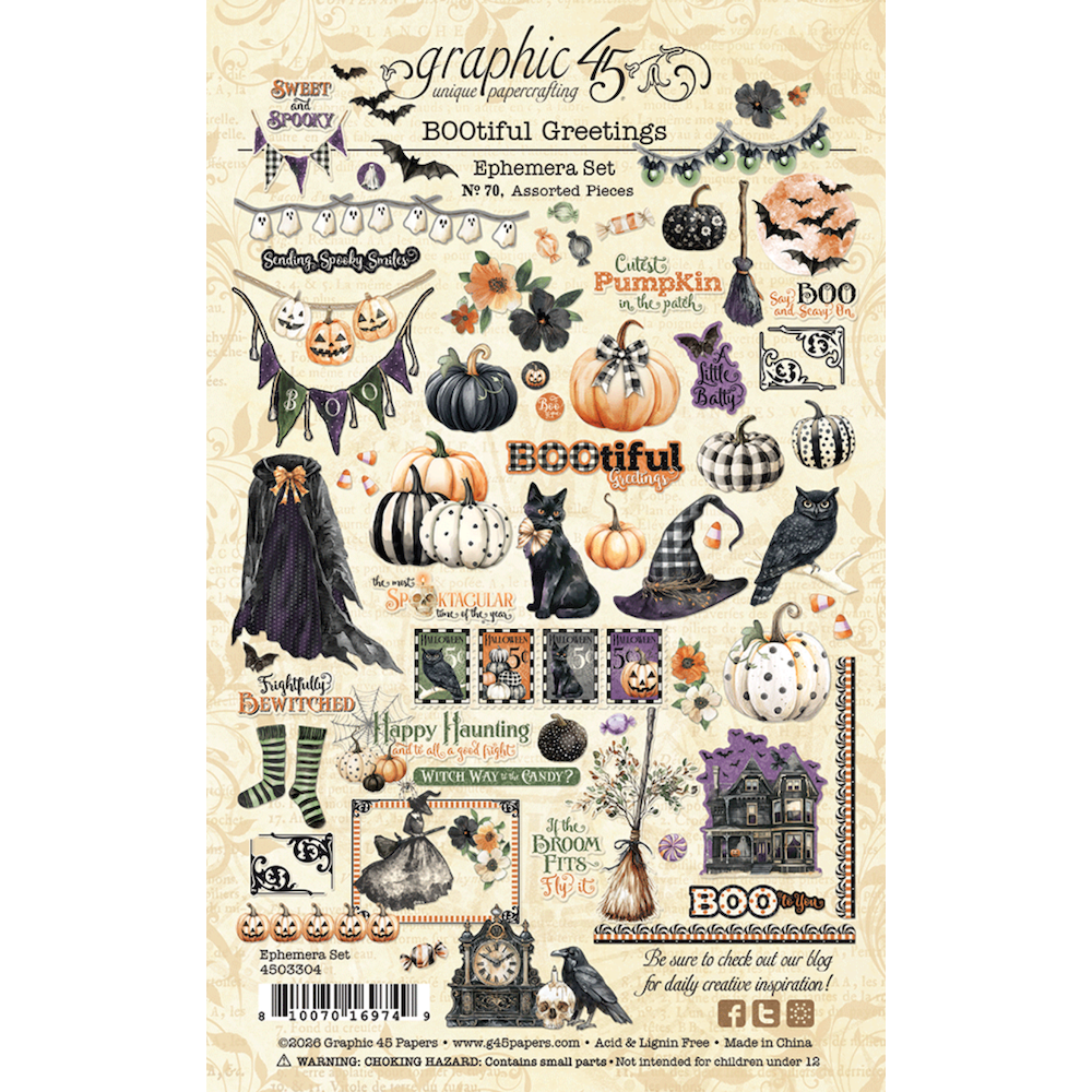 Graphic 45 BOOtiful Greetings Ephemera Set 4503304 product