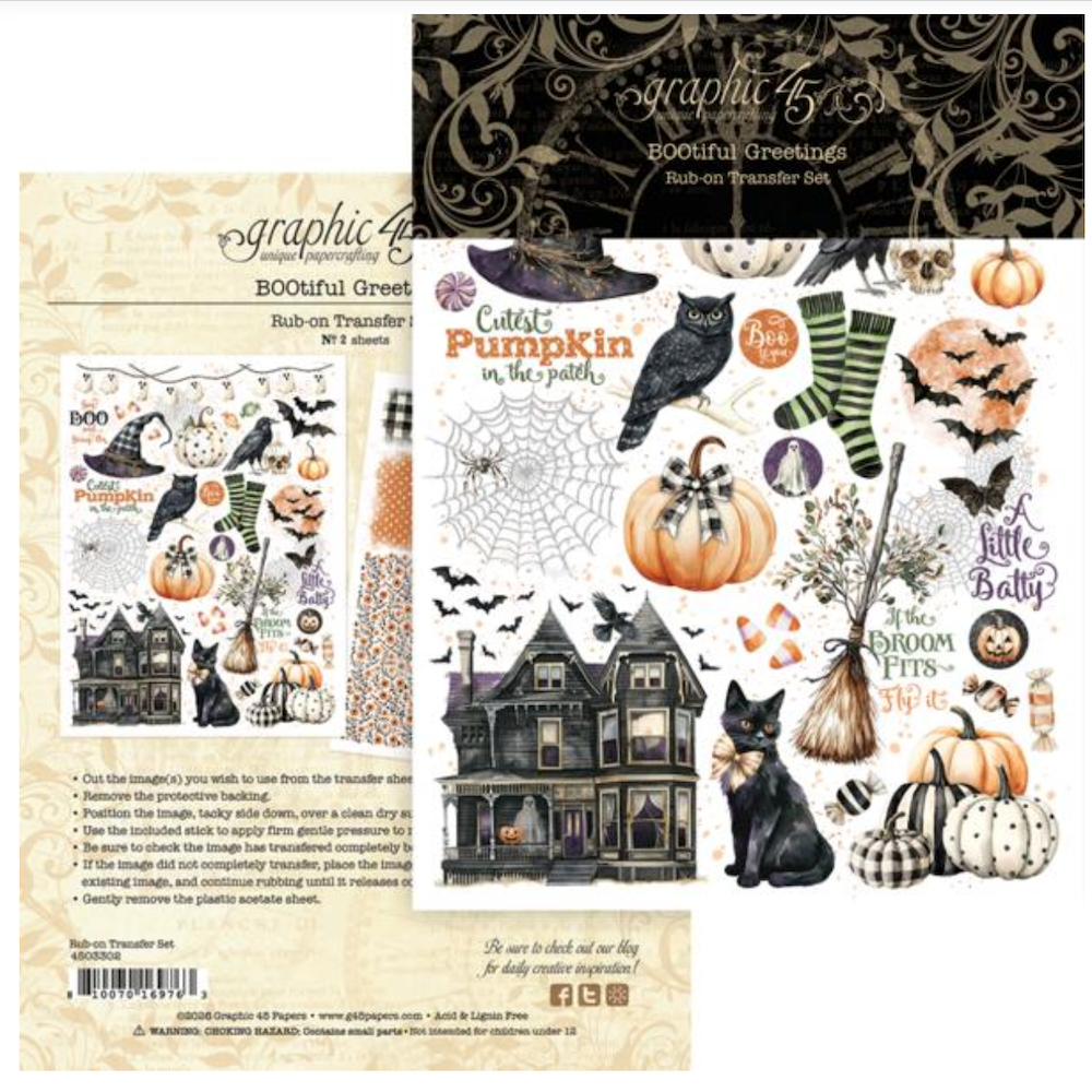 Graphic 45 BOOtiful Greetings Rub-On Transfers 4503302
