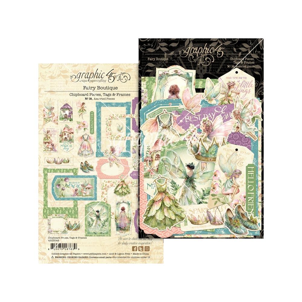 Graphic 45 Fairy Boutique Tags and Frames Die Cut Assortment 4503048
