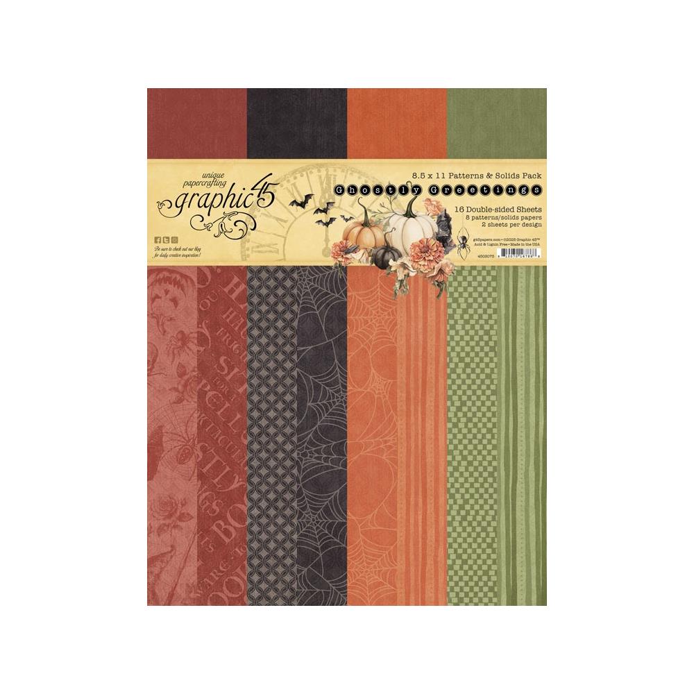 Graphic 45 Ghostly Greetings 8.5 x 11 Patterns and Solids Collection Pack 4503075