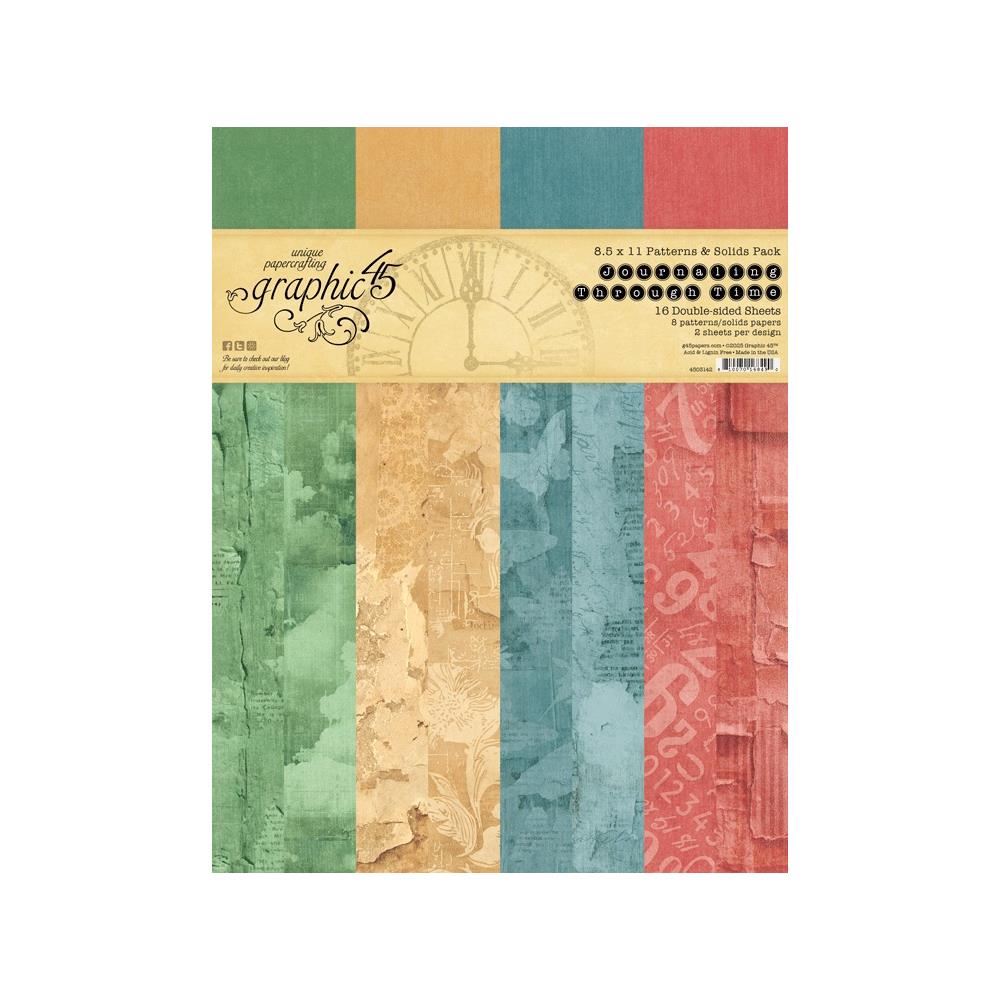 Graphic 45 Journaling Through Time 8.5 x 11 Patterns and Solids Collection Pack 4503142