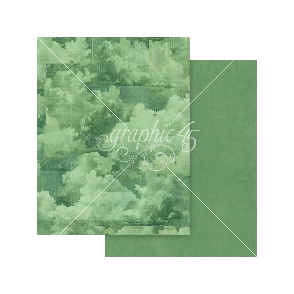 Graphic 45 Journaling Through Time 8.5 x 11 Patterns and Solids Collection Pack 4503142 green clouds