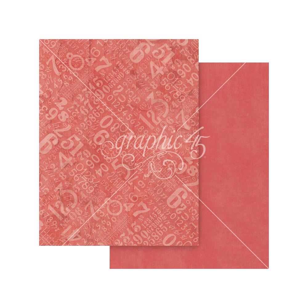 Graphic 45 Journaling Through Time 8.5 x 11 Patterns and Solids Collection Pack 4503142 red numbers