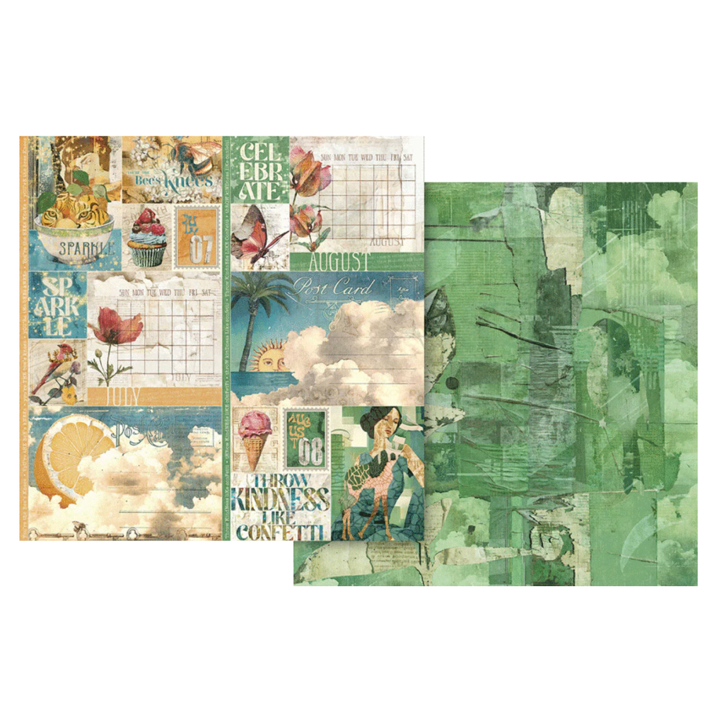 Graphic 45 Journaling Through Time 8 x 8 Paper Pad 4503140 green