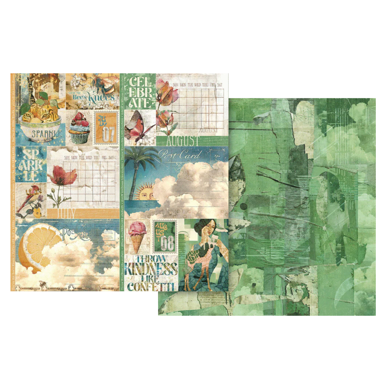 Graphic 45 Journaling Through Time 8 x 8 Paper Pad 4503140 green