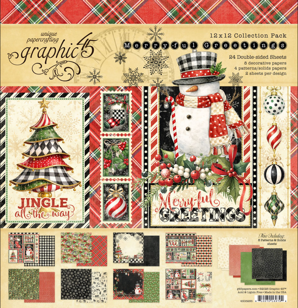 Graphic 45 Merry-ful Greetings 12 x 12 Paper Pad 4503285