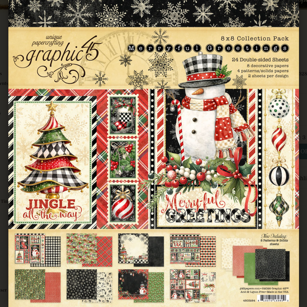 Graphic 45 Merry-ful Greetings 8 x 8 Paper Pad 4503284