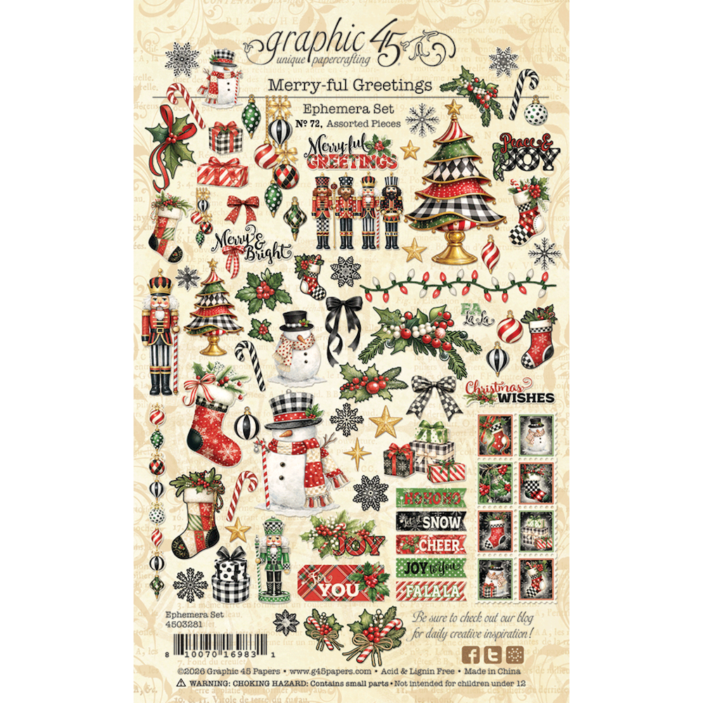 Graphic 45 Merry-ful Greetings Ephemera Set 4503281 product