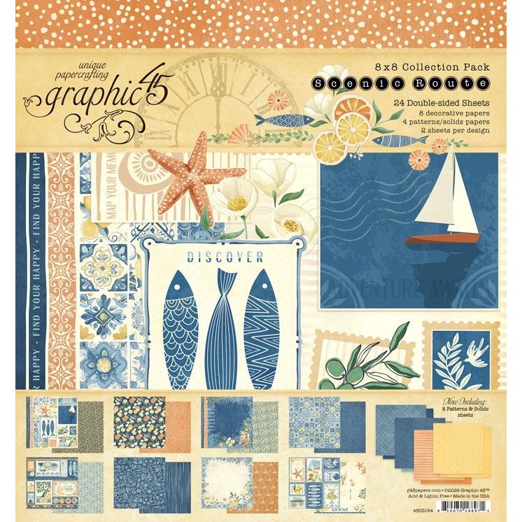 Graphic 45 Scenic Route 8 x 8 Paper Pad 4503194